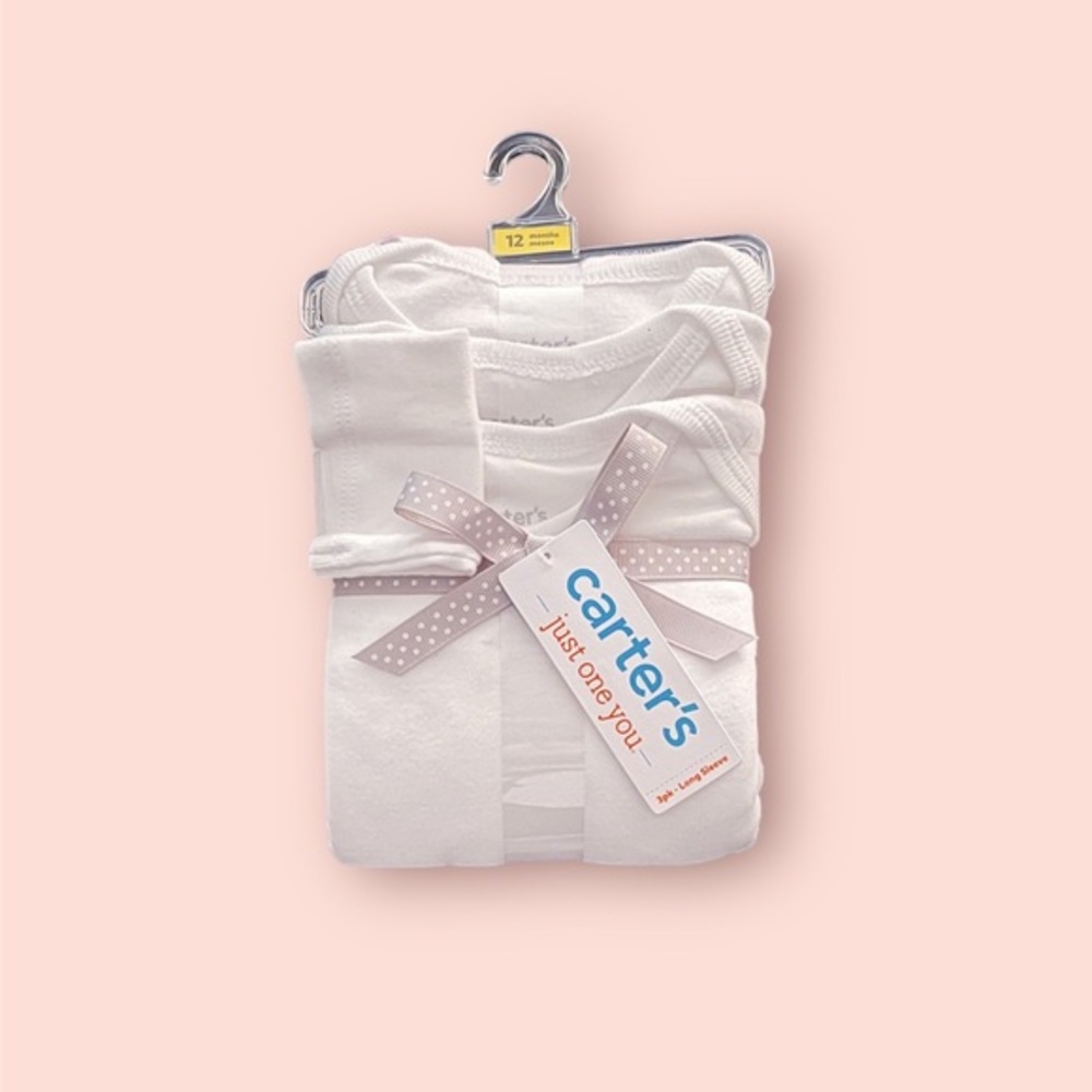 [FREE SHIPPING] 3pk Carter’s White Long Sleeve Bodysuits
